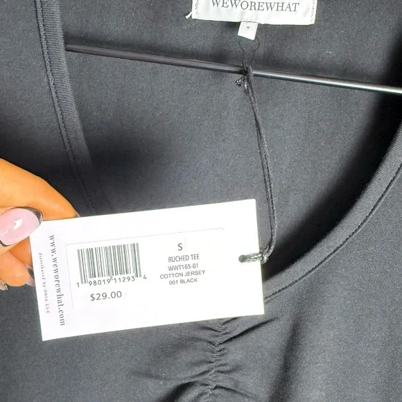 Brand New WeWoreWhat Cropped Baby V-Neck Short Sleeve T-Shirt in Black NWT - Picture 5 of 10